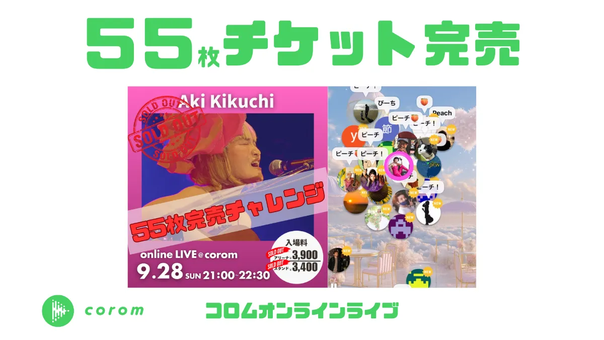 菊地諒（キクチアキ）さん、コロムオンラインライブチケット55枚完売！