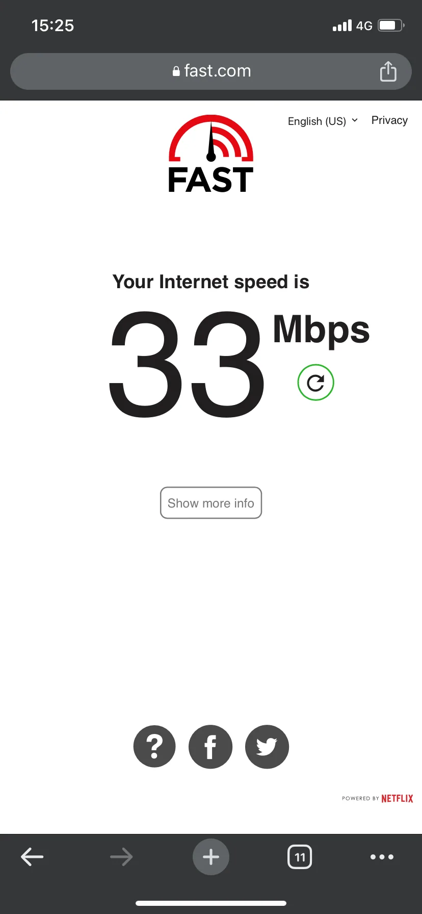 Fast.comで通信速度を測定