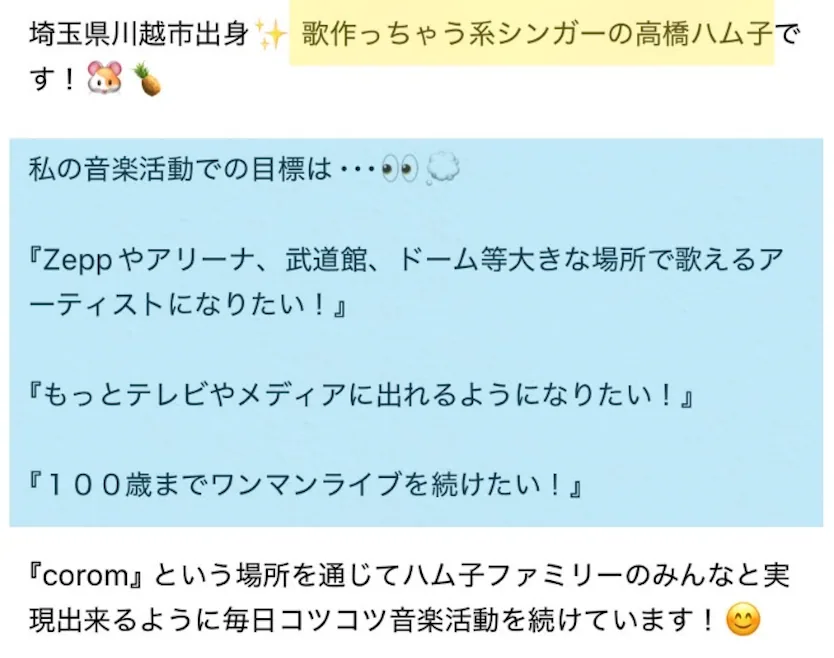 例：高橋ハム子さん